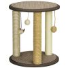 17" Cat Tree, Kitty Activity Centre with Hanging Toys, Cat Tower with Jute, Sisal, Seagrass Scratching Post, Brown