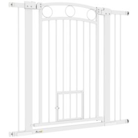38" Extra Tall Dog Gate w/ Cat Door, 2 Extension Kits, for Doorways, Hallways, Stairways, 30"-41" Width