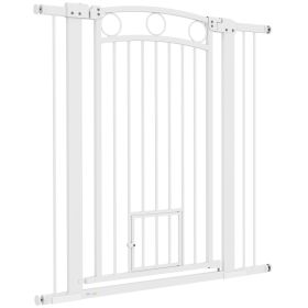 42" Extra Tall Dog Gate w/ Cat Door, 2 Extension Kits, for Doorways, Hallways, Stairways, 30"-41" Width
