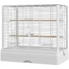 22" Bird Cage for Budgie Finches Canaries Love Birds with Wooden Stands, Slide-Out Tray, Handles, Food Containers, White