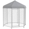 6.9' x 6.1' x 7' Outdoor Dog Kennel Dog Run with Waterproof, UV Resistant Cover for Medium Large Sized Dogs, Silver
