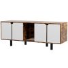 Hidden Cat Litter Box Enclosure with 2 Cabinets, Double Doors and Sand Drain Pad, Rustic Brown