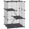 39 Pcs Small Animal Cage Bunny Hutch Portable Metal Wire with Ramps for Kitten Chinchilla, Black