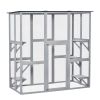 Large Outdoor Catio Enclosure, Weatherproof Cat House with Asphalt Roof, Wooden Cat Patio Cage with 6 Balanced Platforms, 71" x 39" x 71", Grey
