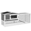 Wooden Rabbit Hutch Guinea Pig House with Removable Tray, Openable Roof, Trough, Run for Tortoises and Ferrets, Grey