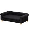 Modern Pet Sofa Cat or Medium Large Dog Couch W/ Removable Seat Cushion, Black
