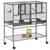 Large Double Rolling Metal Bird Cage Bird House w/ Removable Tray Storage Shelf