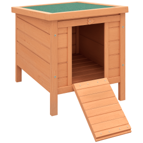 Wooden Rabbit Hutch Bunny Cage Outdoor Cat House Guinea Pig Cage Duck Shelter, Indoor Outdoor Use, 20"x16.5"x17", Orange