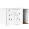 Cat Litter Box Enclosure, Hidden Cat Litter Box Furniture with Scratching Board, 31.5" x 19" x 20", White