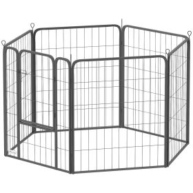 6 Panels Heavy Duty Dog Playpen Outdoor Indoor with Door & Strap, 31.5" Height Portable & Foldable Pet Playpen