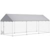 Outdoor Dog Run with Adjustable & Rotatable Bowls, Waterproof UV-Resistant Cover, Escape-Proof Lock, 19.7' x 7.5' x 7.5'