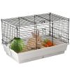 Rabbit Guinea Pig Cage, Bunny Cage Pet Pen with Sliding-Out Trays, Bottom Wood Board, Doors, 24" x 15" x 16"
