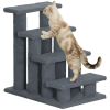 4-Step Multi-Level Carpeted Cat Scratching Post Pet Stairs, Grey