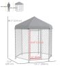 6.9' x 6.1' x 7' Outdoor Dog Kennel Dog Run with Waterproof, UV Resistant Cover for Medium Large Sized Dogs, Silver