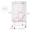 71" Bird Cage with Wheels Perches, Ramp, Storage Shelf, Toys for Canaries, Finches, Cockatiels, Parakeets, White