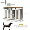 47in Dog Crate Furniture with Divider Panel, Wooden Dog Kennel TV Stand for Large Breeds, Pet House Side Table for 2 Small Breeds with 2 Rooms Design