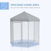6.9' x 6.1' x 7' Outdoor Dog Kennel Dog Run with Waterproof, UV Resistant Cover for Medium Large Sized Dogs, Silver