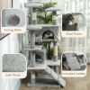 53" Cat Tree Scratching Large Kitten Play House Multi-Level Activity Center Pet Furniture, Grey