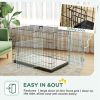 41" Dog Crate with 2 Doors, Folding Metal Dog Cage with Soft Cushion, Removable Tray, Handle, for Small Dogs, Black