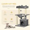 39.25'' Cat Tree Tower Multi-Level Kitten House with Scratching Post Condo Hammock Bed Ball Toy - Gray