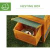 117" Extra Large Chicken Coop with Asphalt Roof, Wooden Hen House with Slide-out Tray, Quail Hutch with Nesting Box, Orange