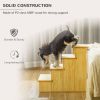 Dog Steps Pet Stairs for Bed Cat Ladder for Couch with Non-Slip Carpet, 15.7" x 23.2" x 21.3", Natural Wood