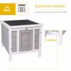 Wooden Rabbit Hutch Bunny Cage Outdoor Cat House Guinea Pig Cage Duck Shelter, Indoor Outdoor Use, 20"x16.5"x17", Grey