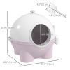 Enclosed Cat Litter Box, Large Kitty Litter Box with Lid, Scoop, Leaking Sand Pedal, Top Handle, Pink