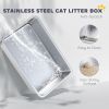 XL Stainless Steel Cat Litter Box for Big Cats with Flip Top, Scoop, Easy Clean & No Odors, Non-Sticky