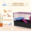 18.5" Small Animal Cage with Water Bottle, Food Dish, Platform, Ramp, Black