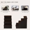 4 Levels Wooden Dog Steps Pet Stairs for High Bed, Cat Ladder for Bed Couch with Non-Slip Carpet, Dark Coffee