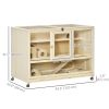 Wooden Hamster Cage, 3 Tier Rat Cage with Openable Roof, Run, Ladders, Run, Ladders, Wheels, Tray, Natural Wood