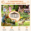 6.9' x 4.6' x 5' Outdoor Dog Kennel with Canopy, Rotating Bowls, Coffee