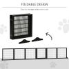 Wooden Freestanding Pet Gate w/ 2 Support Feet, Black
