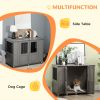 Dog Crate Furniture with Lockable Magnetic Door, Adjustable feet for Extra Large, Medium & Small Dogs, Indoor Use, Grey