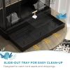 22" Bird Cage for Budgie Finches Canaries Love Birds with Wooden Stands, Slide-Out Tray, Handles, Food Containers, Black