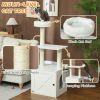 Cat Tree with Litter Box Enclosure, Sisal Covered Scratching Posts, Large Platform, Bed for Indoor Cats, White