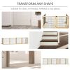 Wooden Pet Gate, Dog Safety Barrier, Freestanding Foldable Fence, w/ 6 Panels, 2 Support Feet, for House Doorway Stairs, Small & Medium Dogs