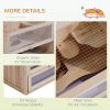 24 Inch Hamster Cage, 2 Levels Small Animals Habitat Pet House with Openable Roof, Run Space, Platforms, Natural Wood