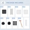 39 Pcs Small Animal Cage Bunny Hutch Portable Metal Wire with Ramps for Kitten Chinchilla, Black