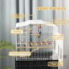 36" Bird Cage with Accessories, Handle, Mesh Cover, Tray, White
