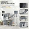76" Catio Outdoor Cat Enclosure with Cat Condo, Jumping Platforms, Ladder, Ramps, Hammock for 2-3 Indoor Cats, Grey