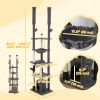 89"-100" Floor to Ceiling Cat Tree Cat Tower for Large Cats w/ Scratching Posts, Grooming Brush Post, Cat Condo, Grey