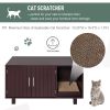 Cat Litter Box Enclosure, Hidden Litter Box Furniture, Cat House End Table Washroom with Scratching Pad, for Indoor Cats Kittens, Brown