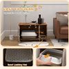Hidden Cat Litter Box Enclosure with Double Doors and Sand Drain Pad, Rustic Brown