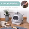 Cat Litter Box Toilet with Lid, Covered Litter Box with Scoop, Enclosed Drawer and Skylight, Grey