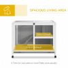 Indoor Rabbit Hutch with Wheels, Bunny Cage Guinea Pig House W/ Top Access, Ramp, Pull Out Tray, Grey