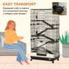 6-tier Platform Rolling Small Animal Rabbit Cage with a Large Living Space, Black