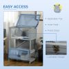 PawHut Hamster Cage Wooden 2-Tier Small Animal Hutch Exercise Playhouse Grey