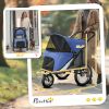 PawHut 3 Wheels Dog Stroller w/ One-Hand Fold, Rubber Wheels, Storage Bag, Soft Cushion, for Small & Medium Dogs, Blue